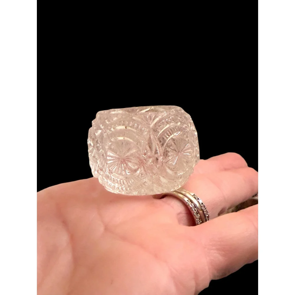 Antique UV Reactive Glass Salt Cellars EAPG Medallion Pattern Strong Glow 1.75”